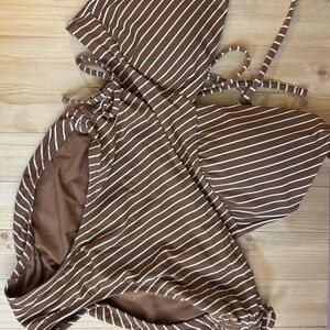 Calla Striped Brown Bikini Set. Size Small. Excellent Condition Coastal Neutral